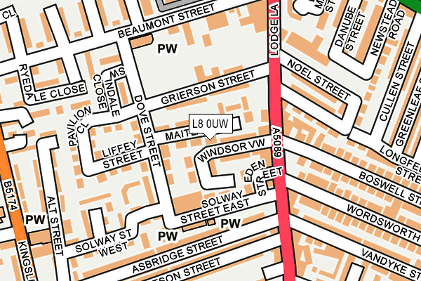 L8 0UW map - OS OpenMap – Local (Ordnance Survey)