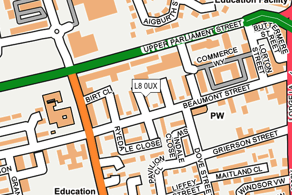 L8 0UX map - OS OpenMap – Local (Ordnance Survey)