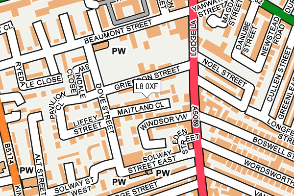 L8 0XF map - OS OpenMap – Local (Ordnance Survey)
