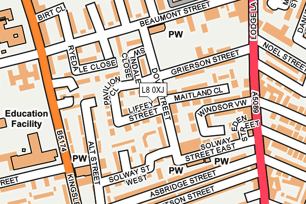 L8 0XJ map - OS OpenMap – Local (Ordnance Survey)