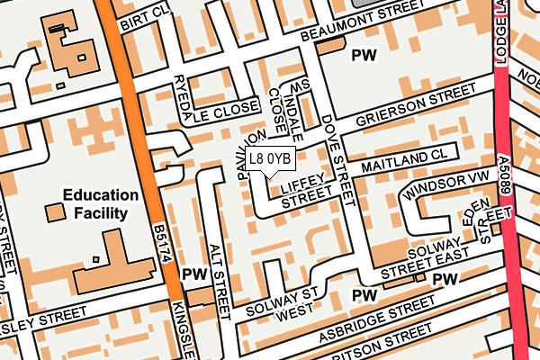 L8 0YB map - OS OpenMap – Local (Ordnance Survey)