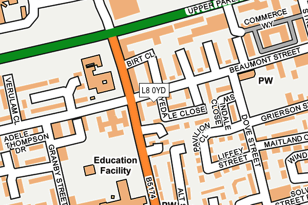 L8 0YD map - OS OpenMap – Local (Ordnance Survey)