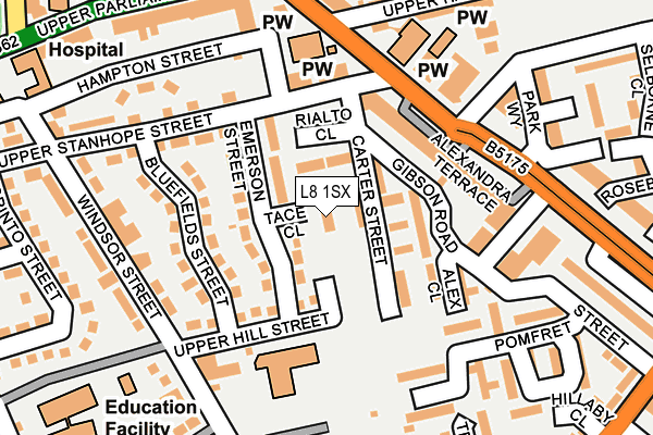 L8 1SX map - OS OpenMap – Local (Ordnance Survey)