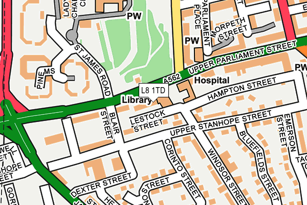 L8 1TD map - OS OpenMap – Local (Ordnance Survey)
