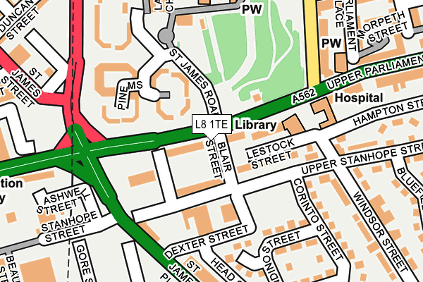 L8 1TE map - OS OpenMap – Local (Ordnance Survey)