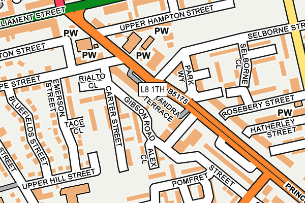 L8 1TH map - OS OpenMap – Local (Ordnance Survey)