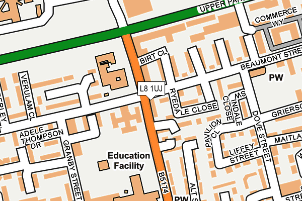 L8 1UJ map - OS OpenMap – Local (Ordnance Survey)