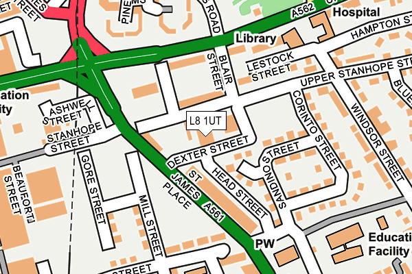 L8 1UT map - OS OpenMap – Local (Ordnance Survey)