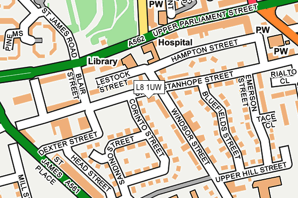 L8 1UW map - OS OpenMap – Local (Ordnance Survey)