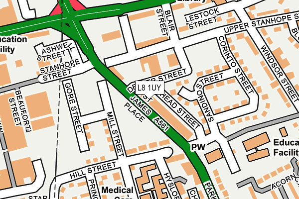 L8 1UY map - OS OpenMap – Local (Ordnance Survey)