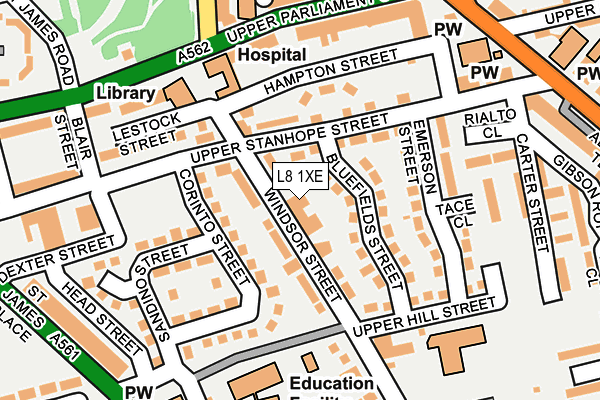 L8 1XE map - OS OpenMap – Local (Ordnance Survey)