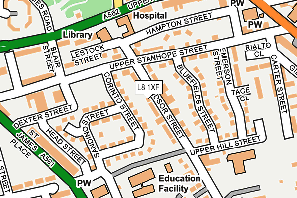 L8 1XF map - OS OpenMap – Local (Ordnance Survey)