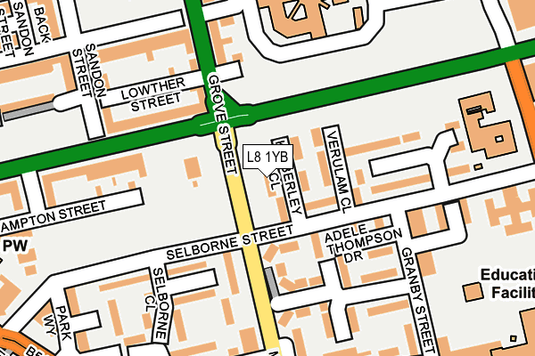 L8 1YB map - OS OpenMap – Local (Ordnance Survey)