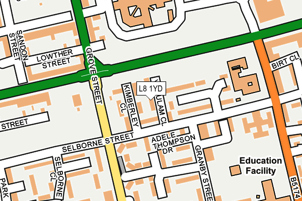 L8 1YD map - OS OpenMap – Local (Ordnance Survey)