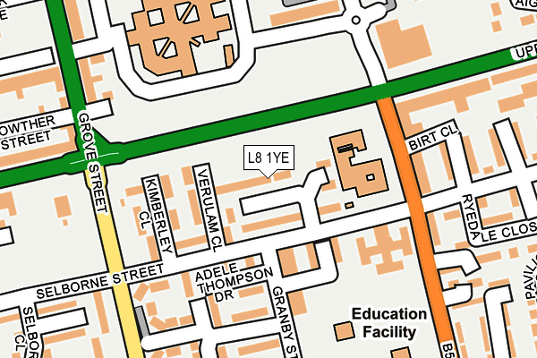 L8 1YE map - OS OpenMap – Local (Ordnance Survey)