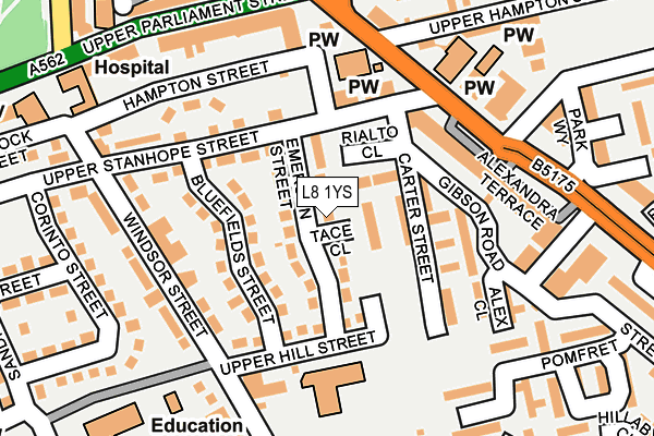 L8 1YS map - OS OpenMap – Local (Ordnance Survey)