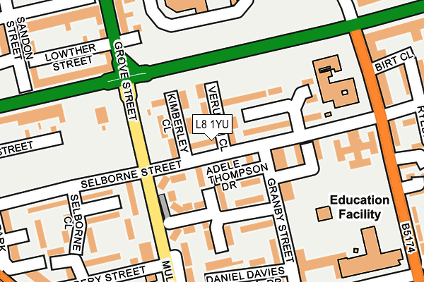 L8 1YU map - OS OpenMap – Local (Ordnance Survey)