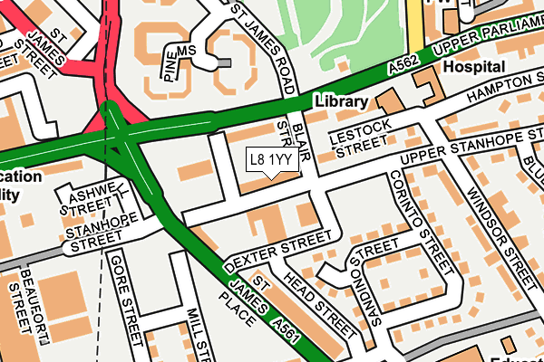 L8 1YY map - OS OpenMap – Local (Ordnance Survey)
