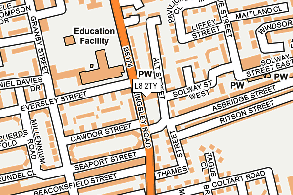 L8 2TY map - OS OpenMap – Local (Ordnance Survey)