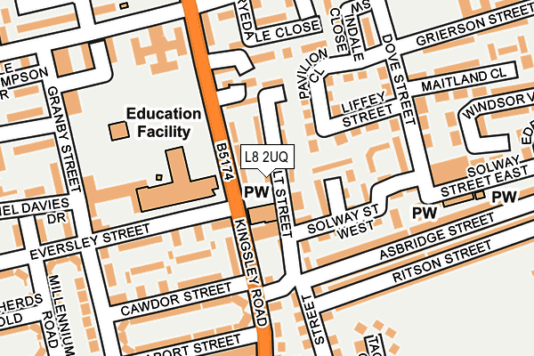 L8 2UQ map - OS OpenMap – Local (Ordnance Survey)