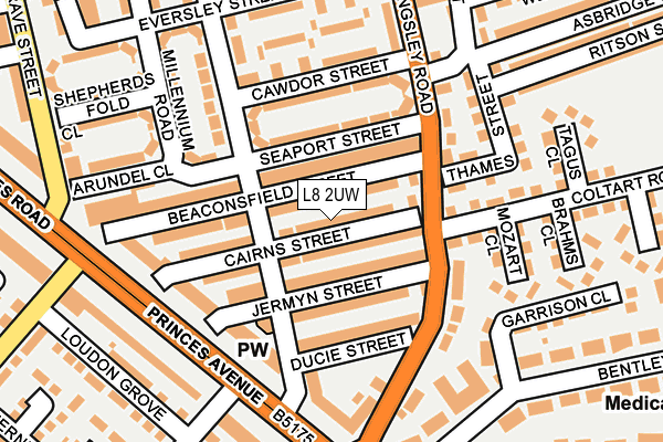 L8 2UW map - OS OpenMap – Local (Ordnance Survey)
