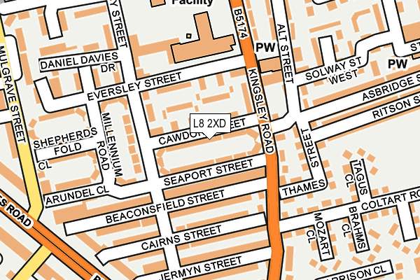 L8 2XD map - OS OpenMap – Local (Ordnance Survey)