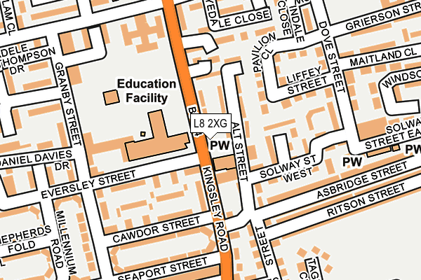 L8 2XG map - OS OpenMap – Local (Ordnance Survey)