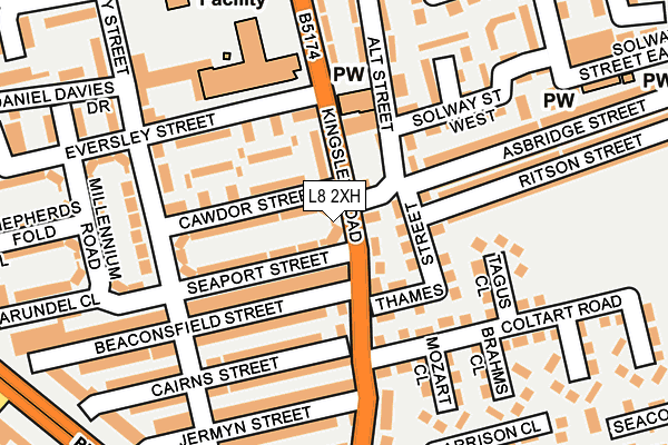 L8 2XH map - OS OpenMap – Local (Ordnance Survey)