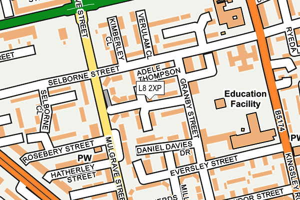 L8 2XP map - OS OpenMap – Local (Ordnance Survey)