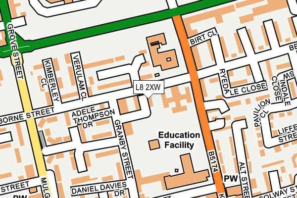 L8 2XW map - OS OpenMap – Local (Ordnance Survey)