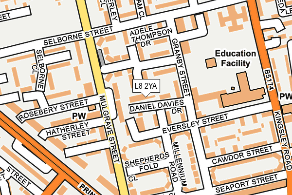 L8 2YA map - OS OpenMap – Local (Ordnance Survey)