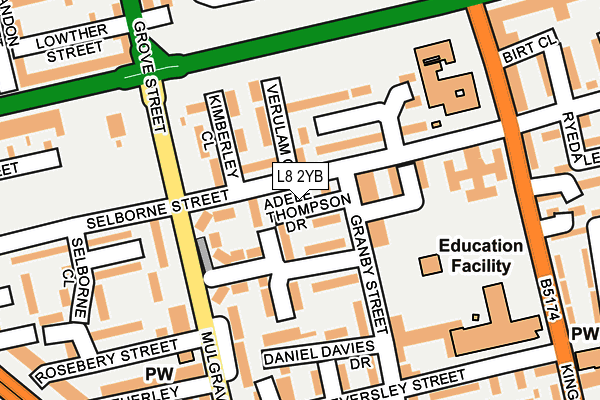 L8 2YB map - OS OpenMap – Local (Ordnance Survey)