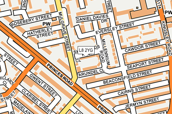 L8 2YG map - OS OpenMap – Local (Ordnance Survey)