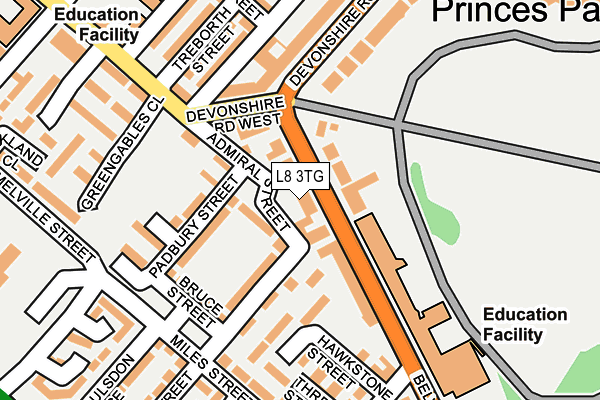 L8 3TG map - OS OpenMap – Local (Ordnance Survey)