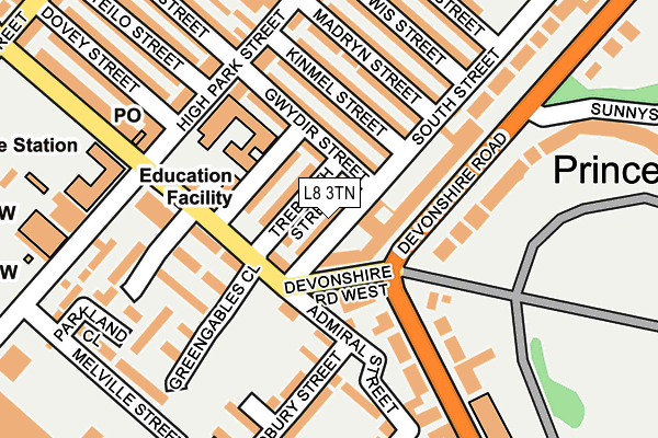 L8 3TN map - OS OpenMap – Local (Ordnance Survey)