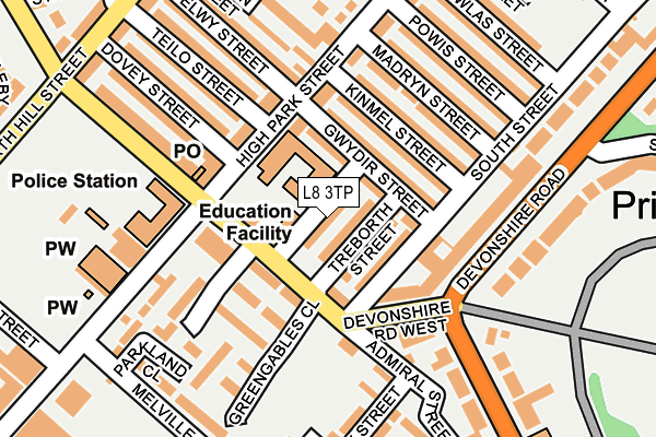 L8 3TP map - OS OpenMap – Local (Ordnance Survey)