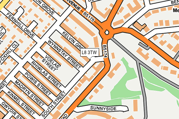 L8 3TW map - OS OpenMap – Local (Ordnance Survey)