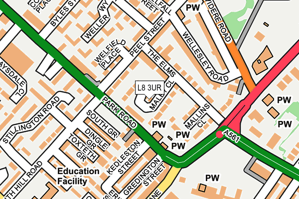 L8 3UR map - OS OpenMap – Local (Ordnance Survey)