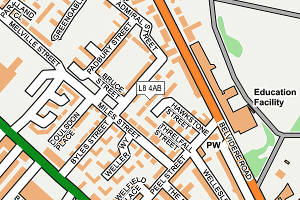 L8 4AB map - OS OpenMap – Local (Ordnance Survey)