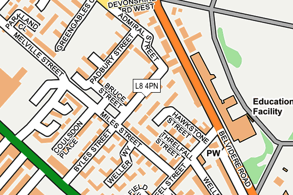 L8 4PN map - OS OpenMap – Local (Ordnance Survey)