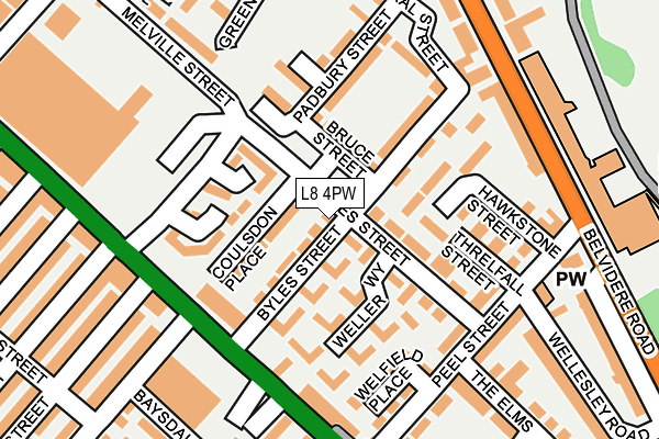 L8 4PW map - OS OpenMap – Local (Ordnance Survey)