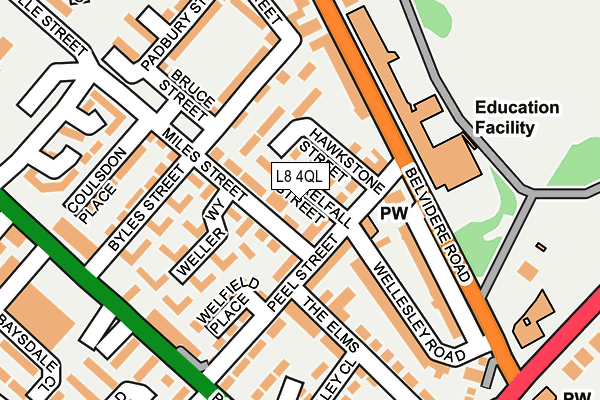 L8 4QL map - OS OpenMap – Local (Ordnance Survey)