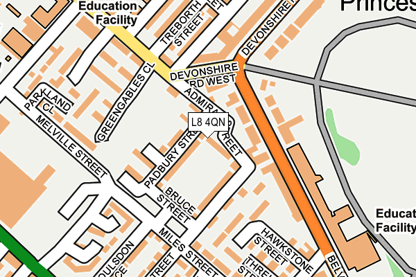 L8 4QN map - OS OpenMap – Local (Ordnance Survey)