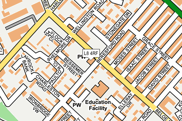 L8 4RF map - OS OpenMap – Local (Ordnance Survey)