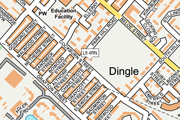 L8 4RN map - OS OpenMap – Local (Ordnance Survey)