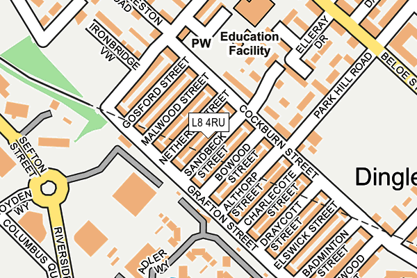 L8 4RU map - OS OpenMap – Local (Ordnance Survey)