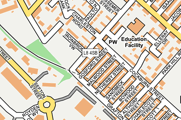 L8 4SB map - OS OpenMap – Local (Ordnance Survey)