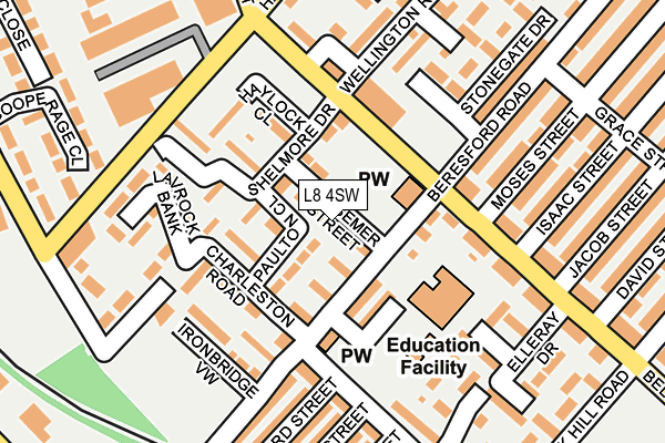 L8 4SW map - OS OpenMap – Local (Ordnance Survey)