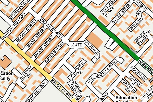 L8 4TD map - OS OpenMap – Local (Ordnance Survey)