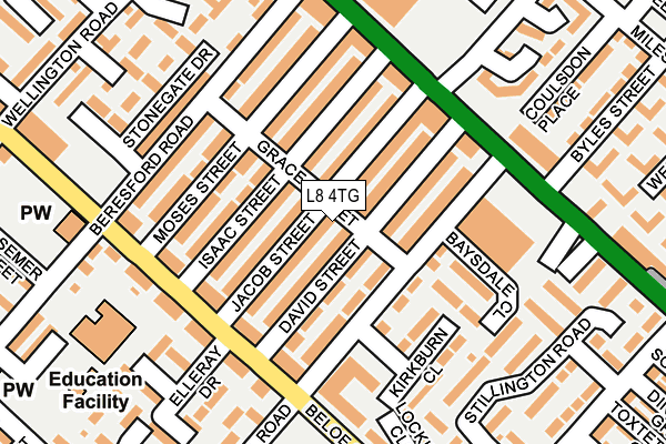 L8 4TG map - OS OpenMap – Local (Ordnance Survey)